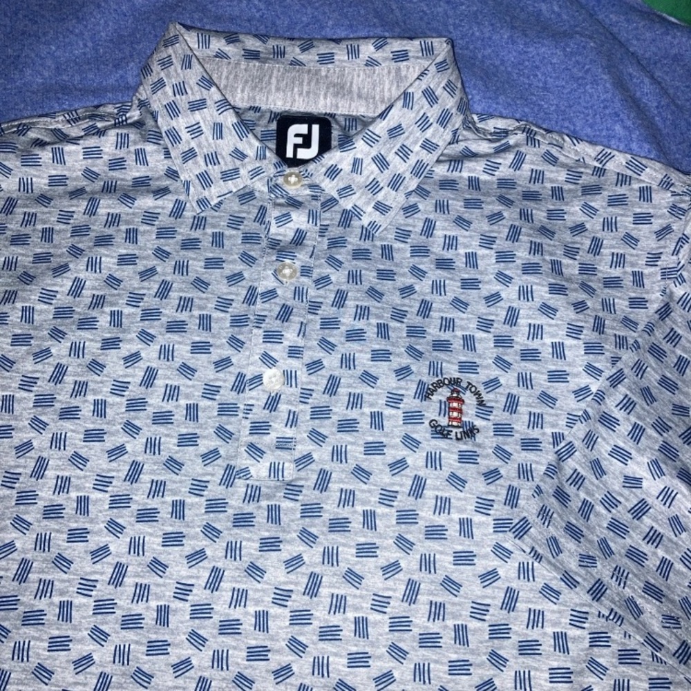 FootJoy Men’s Light Blue & Navy Geometric Polo